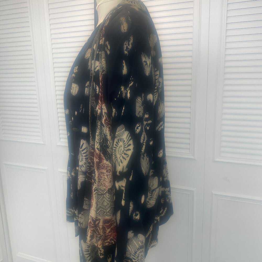 Vintage 90s Nautilus Black and Rust Carole Little Jacket Size L beaded tassels - Picture 3 of 10